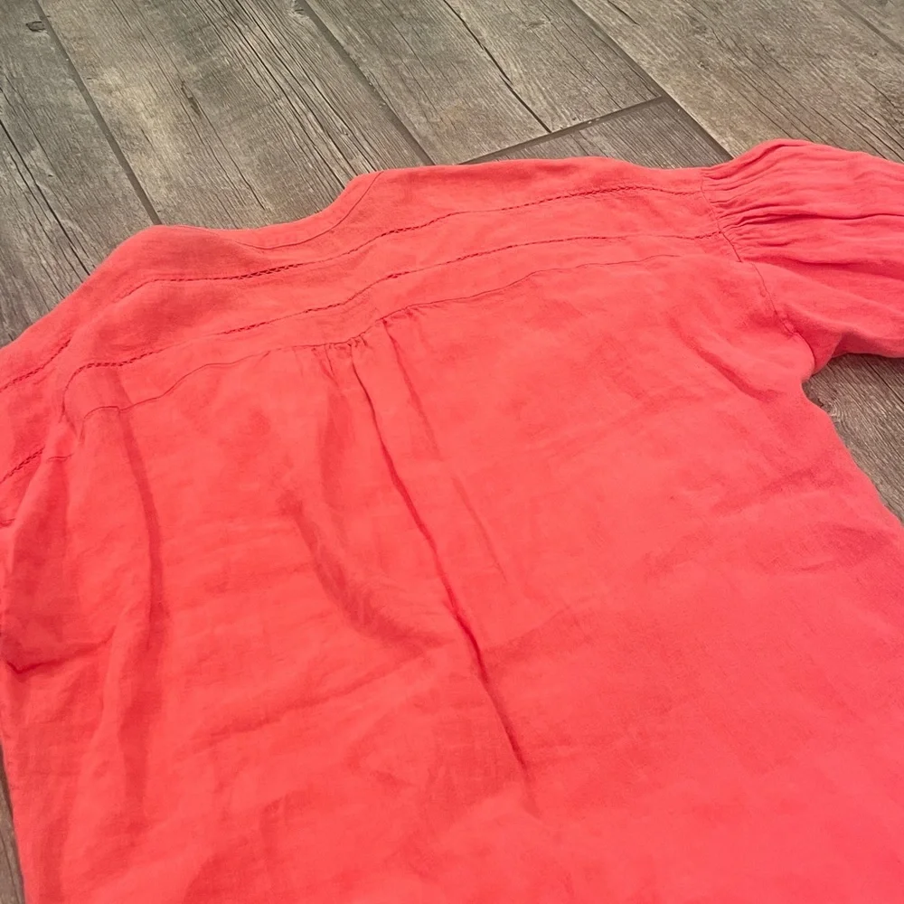 J. Mclaughlin Nylee Linen Mini Dress 3/4 sleeve Pockets Coral dress - Picture 7 of 7